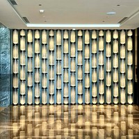Paravent en verre cylindrique LED personnalisé, écran de séparation lumineux non standard pour hall d'hôtel, restaurant, réception, décoration murale