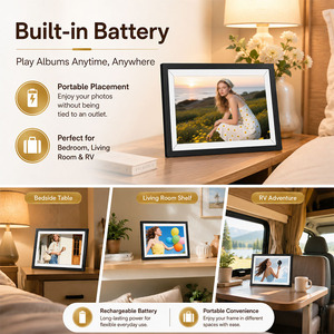 Cadre <span class=keywords><strong>photo</strong></span> numérique ABS 10,1 pouces Full HD avec écran tactile, WiFi, lecture de photos et vidéos, formats MP4 et AVI, multilingue, horloge - Product Image 3