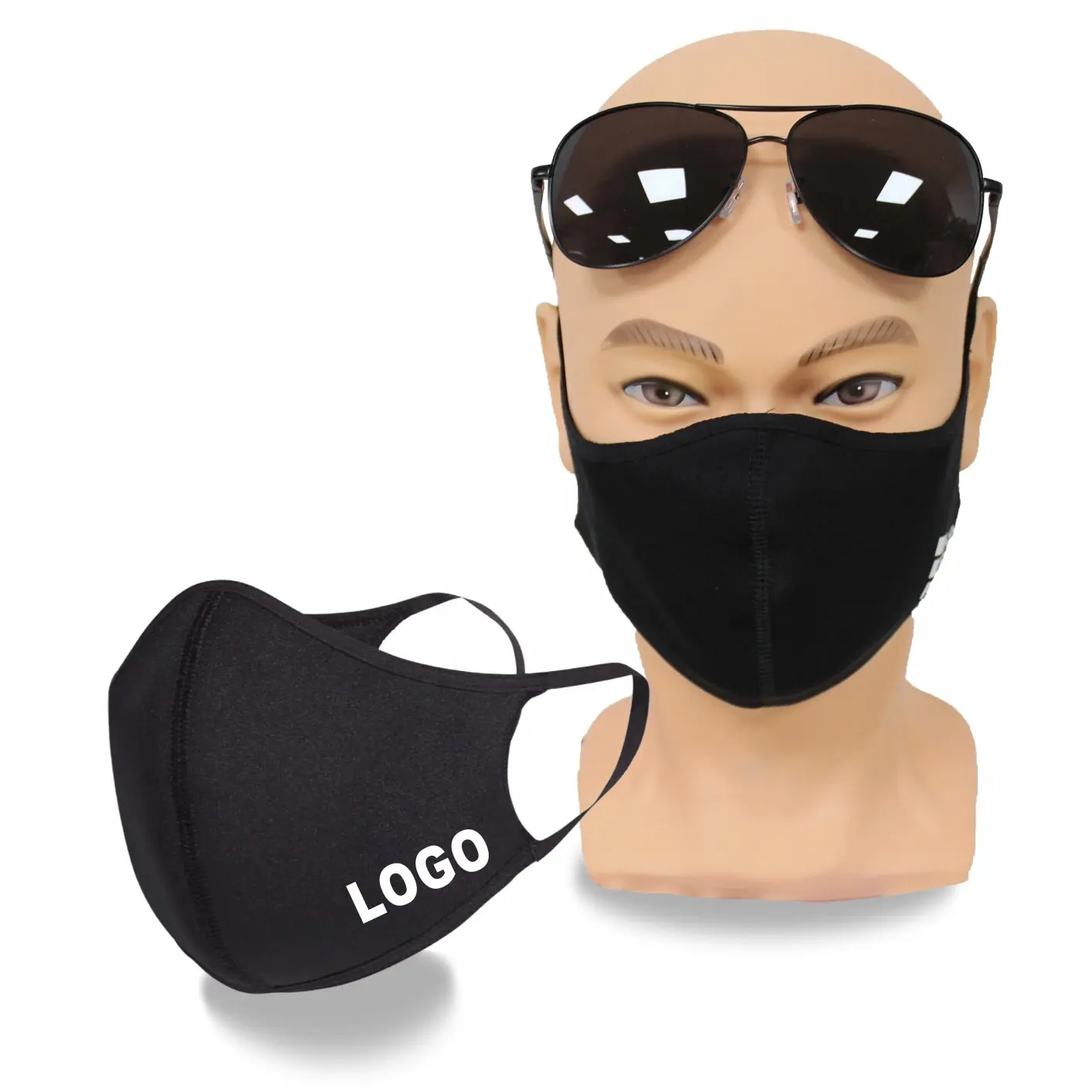 आदि फैशन काले कस्टम लोगो स्कूबा बुनाई कपड़े पुन: प्रयोज्य धो सकते हैं चेहरा earloop के साथ maskes