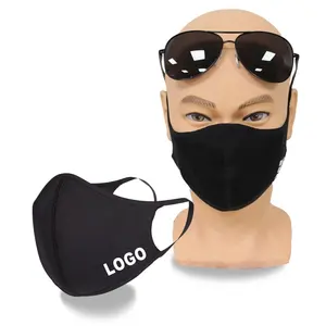 Adi fashion black custom logo scuba knitting fabric reusable washable face maskes with earloop