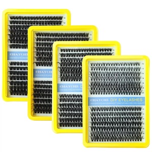 Wholesale Individual Segment 10mm to 20mm Eyelashes Extension Private Label <strong>Volume</strong> Fluffy D <strong>Curl</strong> Diy Cluster Lashes Kit - Product Image 1