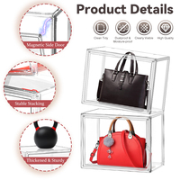 DAYOOH Boîte de rangement multifonctionnelle empilable en acrylique transparent avec support magnétique pour sacs à main