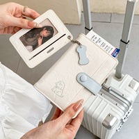 Portefeuille de voyage en PU multi-cartes avec porte-cartes photo détachable et bouton-pression pour passeport, idéal pour les voyages en avion
