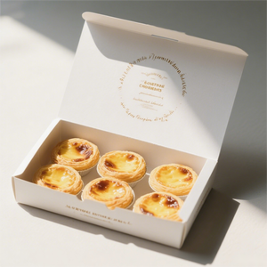 Custom Ontworpen Pastel De Nata En Ei Taart Doos Bakkerij Verpakking Met Matte Laminering Embossing Uv Coating Print Handling - Product Image 2