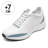Baskets tendance pour hommes en maille respirante avec doublure en cuir de vachette, semelle extérieure en mousse EVA, chaussures décontractées à plateforme avec rehaussement interne de 7 cm