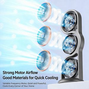 Triple Head Desk <b>Usb</b> Rechargeable 5 Speeds Quiet Oscillating Portable <b>Mini</b> Desktop <b>Fan</b> for Office Home - Product Image 6