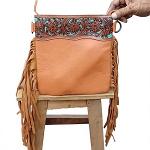 Bolso Bandolera Estilo Western con Diseño de Cuero Genuino, Estilo Bohemio, Cierre de Cremallera, Correa Única, Nueva Llegada - Product Image 1
