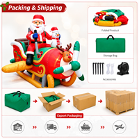 Avion géant gonflable personnalisé de Noël avec Père Noël pilote et éclairage LED intégré, accessoire gonflable pour centre commercial, magasin, attraction de vacances