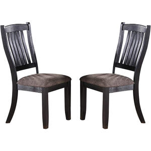 DB Dark Coffee Classic Cuisine Salle à manger en bois Lot de 2 chaises d'appoint au design unique avec assise et dossier rembourrés en tissu - Product Image 4