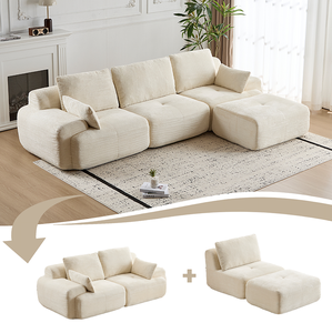 Ensemble de canapés modulaires compressés en mousse moderne pour appartement et hôtel, en tissu chenille résistant aux animaux domestiques - Product Image 2