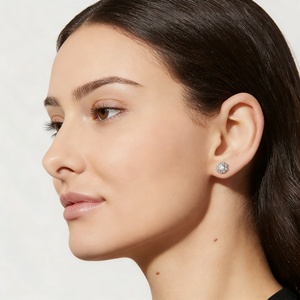 Pendientes de Oro con Moissanita Redonda VVS de 1CT, Plata de Ley 925 Hipoalergénica, para Hombre y Mujer, Venta al por Mayor - Product Image 3