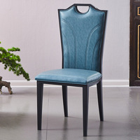 Chaise de salle à manger en fer forgé, style chinois, à dossier haut, sans accoudoirs, revêtement en cuir, pour restaurant, hôtel, maison, mobilier de luxe léger