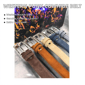 Gran Venta Transfronteriza: Zapatos de Cuero Estilo Vaquero Occidental Vintage Casual con Remaches, Piel de Vaca Europea y Americana, Tachuelas de Acero y Patrón Geométrico para Chicas Sexys - Product Image 2