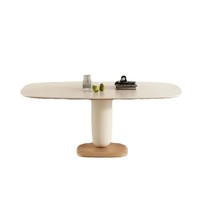 Ensemble de table à manger moderne et élégante en bois massif et pierre frittée pour appartement, mobilier de salle à manger complet 6 places