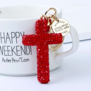 Vente en gros de porte-clés croix chrétienne pendentif en diamant avec strass cristal rose Jésus chien léger pour fille <span class=keywords><strong>sac</strong></span> à <span class=keywords><strong>main</strong></span> portefeuille bijoux - Product Image 3