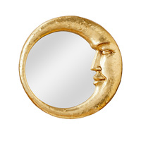 Miroir mural en résine en forme de lune, style rétro doré, pour chambre et salon
