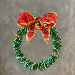 Guirnalda Navideña Roja y Verde con Cuentas y Lazo - Product Image 1