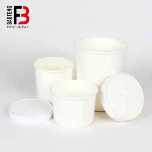 hot soup paper bowl disposable white greaseproof and water proof food container