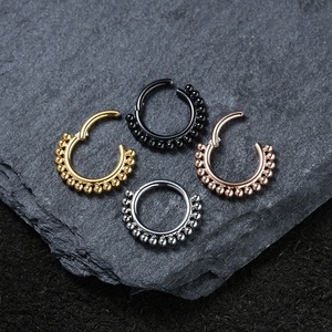Giometal PVD 18K oro <span class=keywords><strong>titanio</strong></span> <span class=keywords><strong>Piercing</strong></span> con cuentas Daith Conch Septum Clicke cartílago <span class=keywords><strong>Piercing</strong></span> nariz cuerpo joyería al por mayor - Product Image 3