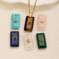 Pendentif rectangulaire classique en pierre précieuse pour carte de tarot - Cartes en pierre naturelle facettée colorée pour la création de pendentifs DIY unisexe