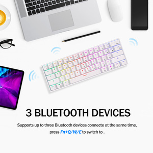 Teclado Mecánico <span class=keywords><strong>Royal</strong></span> <span class=keywords><strong>Kludge</strong></span> <span class=keywords><strong>RK61</strong></span> 60% <span class=keywords><strong>Rk</strong></span> 61 Teclas Personalizadas Tailandés Árabe Rgb Led Retroiluminado Inalámbrico Mini Teclado - Product Image 3