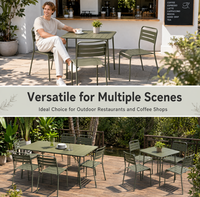 Ensemble de salle à manger en métal pour l'extérieur, revêtement anti-rouille, table et chaises en fer robustes pour bistrot, café, restaurant en plein air