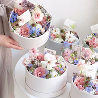 Boîte cadeau en carton transparent avec fenêtre, couvercle supérieur et inférieur, pour arrangements de fleurs fraîches, emballage de bouquets de style seau