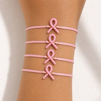 Pulsera Go2boho con lazo rosa, cordón de poliéster, chapado en oro de 18 quilates, bonito regalo de joyería para mujer