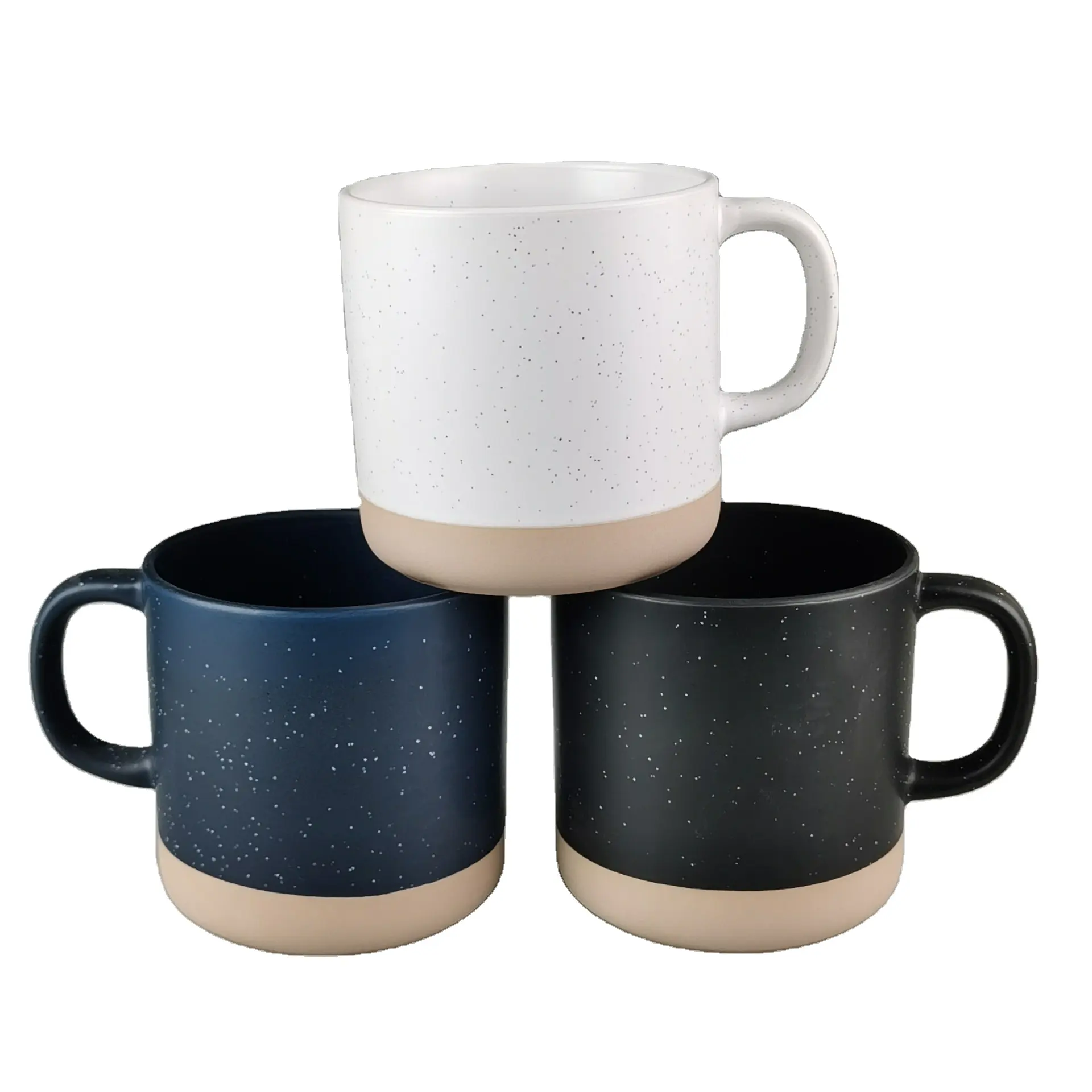 Vente à Chaud Design Moderne Moucheté Blanc Cadeau Personnalisé Logo Personnalisé Maquillage Terre Revêtement Tasse à Café en Céramique