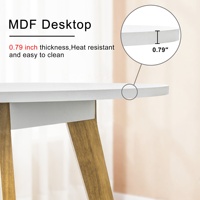 Table à manger de style farmhouse moderne avec plateau en MDF et structure en bois finition blanche pour l'ameublement de la maison