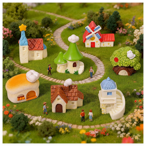 Figuras en Miniatura de Resina para Jardín de Hadas, Castillo, Molino de Viento, Diseño de Dibujos Animados Pintados a Mano, Decoración para el Hogar - Product Image 5