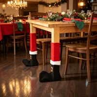Lot de housses de pieds de table en tissu de Noël, motif fourrure, forme botte, pour décoration de table de Noël