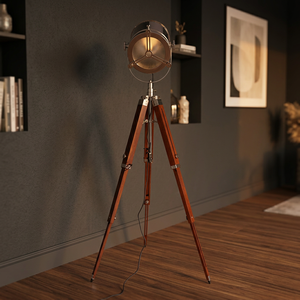 Christmas Vintage Spotlight <b>Lamp</b> <b>Nautical</b> Tripod Theater Home Floor <b>Lamp</b> Studio - Product Image 2