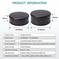 Boîte ronde en tôle alimentaire pour la cuisson de bonbons, de collations, de chocolat, de biscuits - Finition brillante, couleur et logo personnalisables