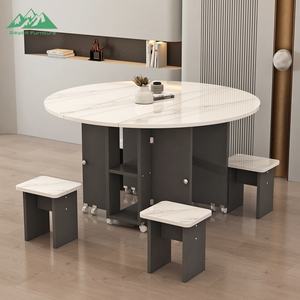 Table à manger pliante moderne Wayon, blanche, mobile, avec armoire <span class=keywords><strong>de</strong></span> rangement à rabat, <span class=keywords><strong>meubles</strong></span> <span class=keywords><strong>de</strong></span> cuisine pour petits espaces - Product Image 5
