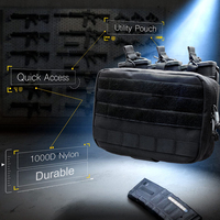 Pochette Admin Triple Mag, Pochette Tactique pour Chargeurs, Organisateur Utilitaire Molle EDC, Porte-Chargeurs avec Poche Intérieure Amovible pour M4 M16 5.56mm