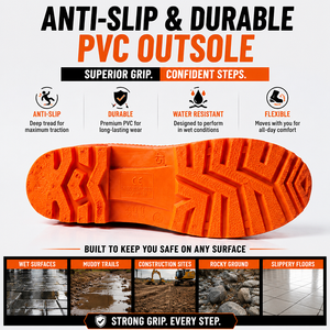 Bottes de sécurité en PVC, bottes de travail montantes pour hommes, noires et orange, semelle antidérapante, imperméables, bottes industrielles et agricoles - Product Image 4