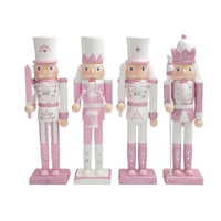 Coffret de décorations artisanales personnalisées avec logo imprimé, cadeaux de Noël, série rose, H 30 cm, casse-noisette en bois créatif avec son personnalisé