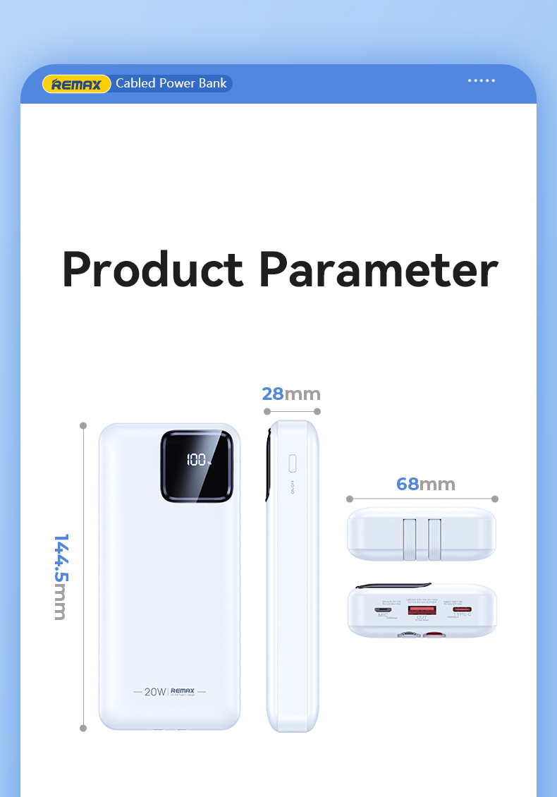 Remax RPP-513 22.5W Aluminum PD Qc 3.0 Powerbank 20000Mah Type-C description image 9