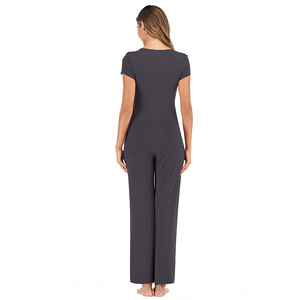 Elegante Set <span class=keywords><strong>Pigiama</strong></span> Premaman Classico in Modal con Chiusura Elastica in Vita, Morbido per Primavera Estate - Product Image 6