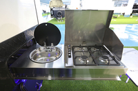 Caravane hybride de luxe EcoCampor 15FT avec toit relevable électrique, cuisine intérieure et extérieure pour les voyages en plein air