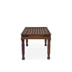 Modern <b>Solid</b> <b>Wood</b> Brass Dining <b>Table</b> Stylish Furniture with Brass Detailing for Home Dining Room Kitchen Restaurant Cafe - Product Image 4