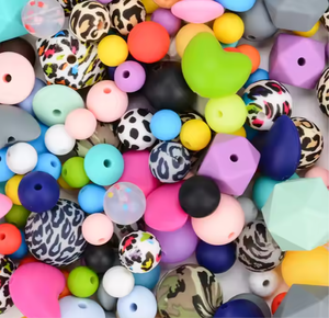 Perles rondes de dentition à mâcher en silicone, 15mm, sans Bpa, multi-motifs, accessoires de bricolage, perles en vrac personnalisées en silicone - Product Image 4