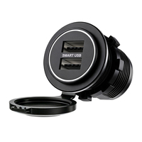 Chargeur USB pour voitures 12V/24V, montage encastré rond, 2 ports USB réversibles, chargeur USB pour bus, prise de chargeur de voiture 12V 24V