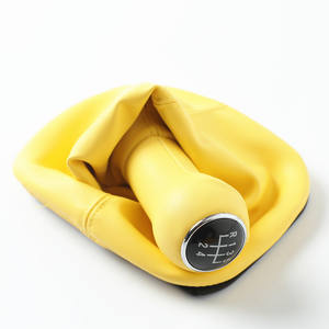 ปลอกหุ้มหัวเกียร์รถยนต์ FUXIN สำหรับ VW Golf 3 4 5 เกียร์ธรรมดา สีเหลือง หนังเทียม อะไหล่ทดแทน - Product Image 3