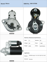 Arrancador de Coche TOY OTA COR OLLA para Avensis Celica 1999-2004, 1.1KW, 12V, 11T CW, 0001107086, 281000D030
