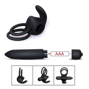 Vibratore del coniglio proiettile vibrante anello del pene doppio cazzo anelli vibratore per gli uomini giocattoli erotici del sesso - Product Image 2