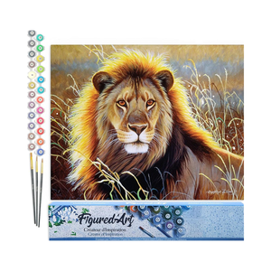 Figurred'art Kit lukisan akrilik aromatik ramah lingkungan-Lion di <span class=keywords><strong>Savannah</strong></span> penuh DIY 40x50cm kerajinan berbingkai - Product Image 1