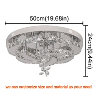 Plafonnier LED moderne personnalisable en cristal, 3 couleurs, télécommande, en acier inoxydable, à montage en surface, pour chambre et salon
