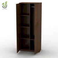 Armoire de bureau exécutive moderne à 2 portes, haute, en bois, avec tringle à vêtements